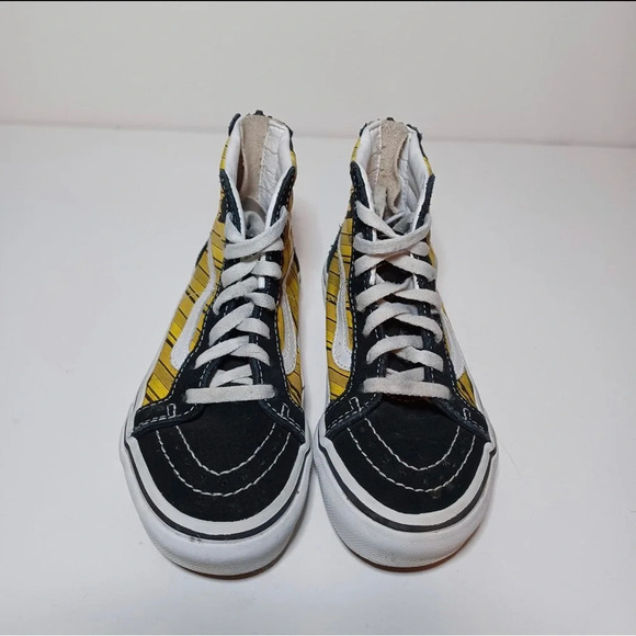 Kids VANS Logo Repeat SK8-HI Sneakers SIZE 12.5 Yellow Black Zip Back - Picture 6 of 9